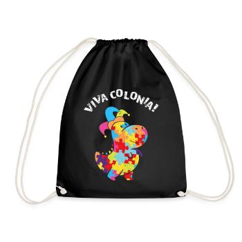 Viva Colonia Cologne Carnival Confetti Dino Kölle - Drawstring Bag - black - Front