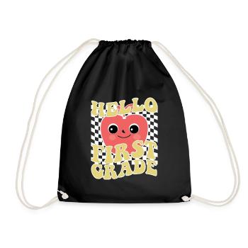 Hello 1st Grade Back To School First Day - Drawstring Bag - black - Front