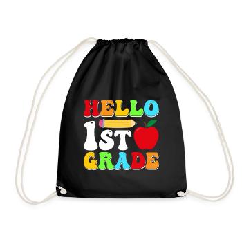 Hello 1st Grade Back To School First Day - Drawstring Bag - black - Front