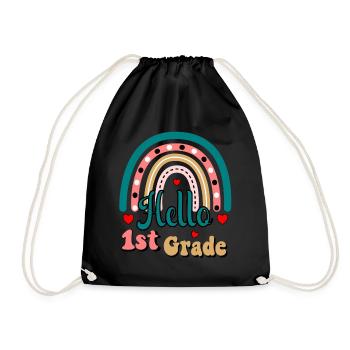 Hello 1st Grade Back To School First Day - Drawstring Bag - black - Front