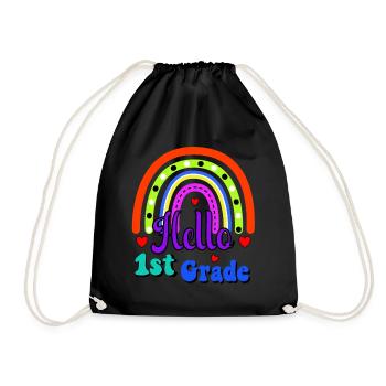 Hello 1st Grade Back To School First Day - Drawstring Bag - black - Front