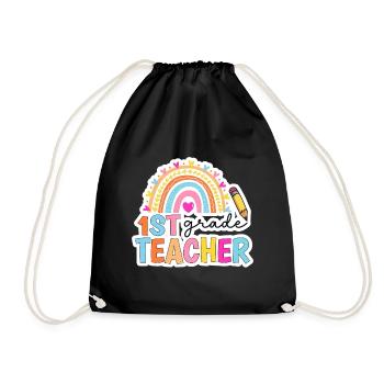 Hallo 1. Klasse Zurück zur Schule Erster Tag - Turnbeutel - Schwarz - Vorne