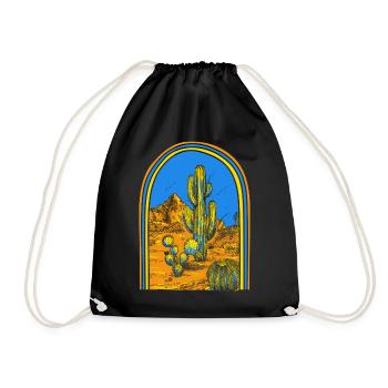 Chemise de camping, T-shirt de cactus paysage désertique, - Sac de sport léger - noir - Devant