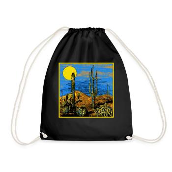Chemise de camping, Desert Life Cactus Western Tee, - Sac de sport léger - noir - Devant