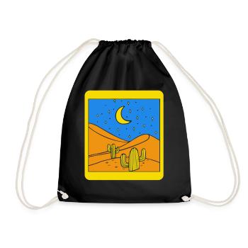 Chemise de camping, T-shirt de cactus paysage désertique, - Sac de sport léger - noir - Devant