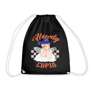 Cowboy Hemd, Howdy Cupid T-Shirt, Valentinstag - Turnbeutel - Schwarz - Vorne