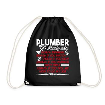Plumber Plumber Hourly Rate - Drawstring Bag - black - Front