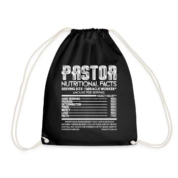Pastor Pastor Nutritional Facts - Drawstring Bag - black - Front