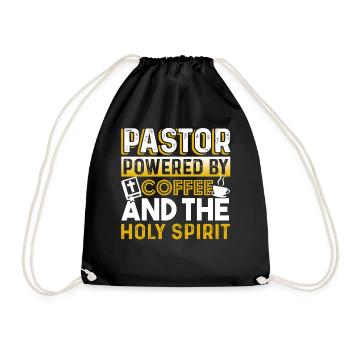 Pastor Pastor Powered By Coffee - Drawstring Bag - black - Front