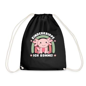 Hier Kommt Ein Krippenkind Axolotl - Turnbeutel - Schwarz - Vorne