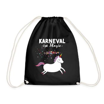 Karneval Fasching Konfetti Einhorn Rosenmontag - Turnbeutel - Schwarz - Vorne