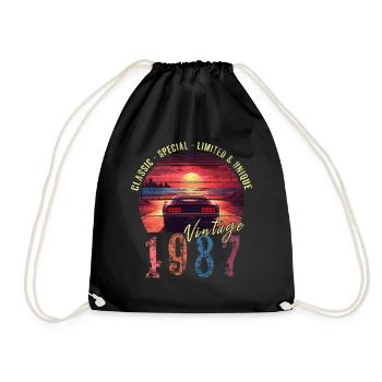 Millésime 1987 Anniversaire Synthwave Année de naissance 1987 - Sac de sport léger - noir - Devant
