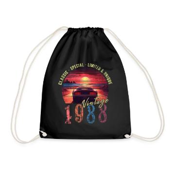 Vintage 1988 Geburtstag Synthwave Geburtsjahr 1988 - Turnbeutel - Schwarz - Vorne