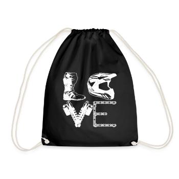 Dirt Bike LOVE Motocross MX Enduro Biker Geschenk - Turnbeutel - Schwarz - Vorne