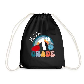 Hello 1st Grade Back To School First Day - Drawstring Bag - black - Front