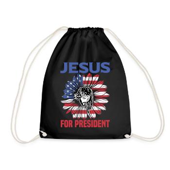 Jesus als Präsident - Turnbeutel - Schwarz - Vorne