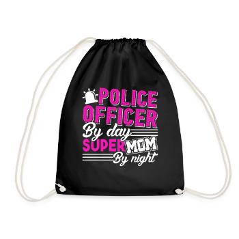 Police Officer Police Officer Mom - Drawstring Bag - black - Front