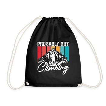 Rock Climbing Probably Out Climbing Retro Boulder - Drawstring Bag - black - Front