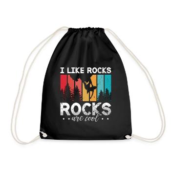 Rock Climbing I Like Rocks Rocks Are Retro Boulder - Drawstring Bag - black - Front
