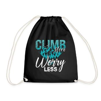 Rock Climbing Climb More Worry Less Mountaineering - Drawstring Bag - black - Front