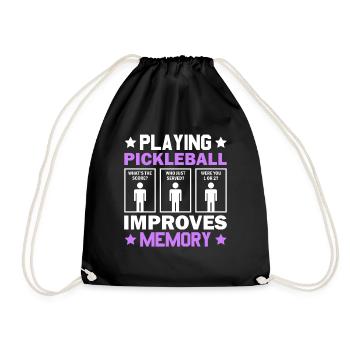 Pickleball Spielen Verbessert Memory Dink Player - Turnbeutel - Schwarz - Vorne