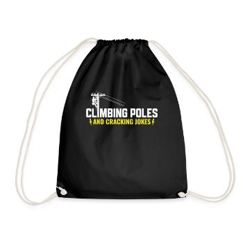 Climbing Poles And Cracking Jokes - - Drawstring Bag - black - Front