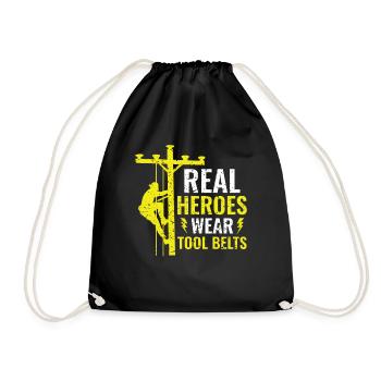 Real Heroes Wear Tool Belts - Electrician - Drawstring Bag - black - Front
