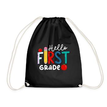 Hello 1st Grade Back To School First Day - Drawstring Bag - black - Front