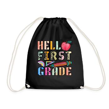 Hello 1st Grade Back To School First Day - Drawstring Bag - black - Front