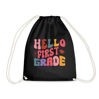 Hello 1st Grade Back To School First Day - Drawstring Bag - black - Front