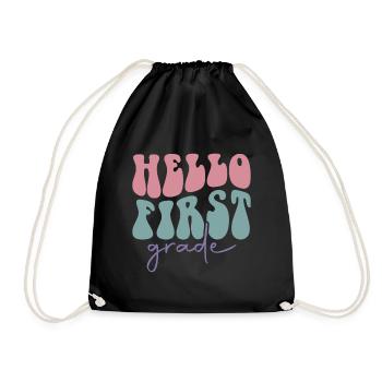 Hello 1st Grade Back To School First Day - Drawstring Bag - black - Front