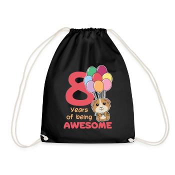 Cochons d’Inde pour les enfants de 8e anniversaire huit - Sac de sport léger - noir - Devant