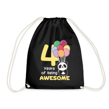 Panda for 4th birthday children four years old - Drawstring Bag - black - Front