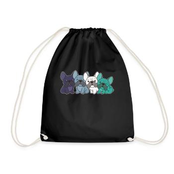 oriented aroace Flag Pride LGBTQ Frenchi Dog - Drawstring Bag - black - Front