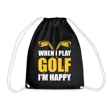 Quand je joue au golf, je suis heureux - Joueur de golf - Sac de sport léger - noir - Devant