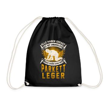 Parkettleger unmöglich Fußbodenleger - Turnbeutel - Schwarz - Vorne