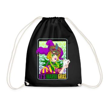 Mardi Gras Fleur De Lis Shirt, Mardi Gras - Turnbeutel - Schwarz - Vorne