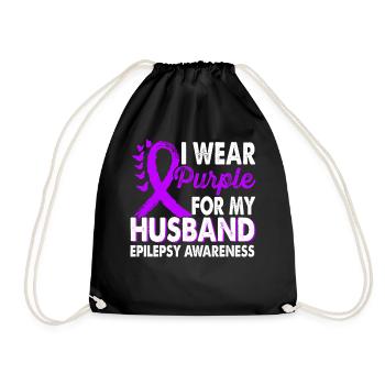 Wear purple for Epilepsy Awareness Month - Drawstring Bag - black - Front