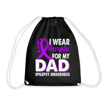 Wear purple for the - Drawstring Bag - black - Front
