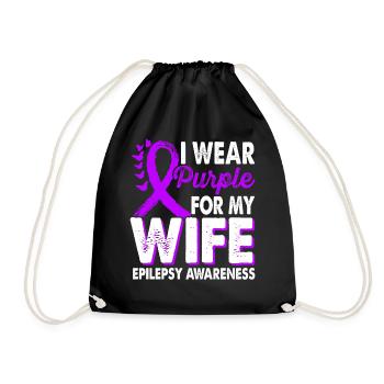 Wear purple for the month of the - Drawstring Bag - black - Front