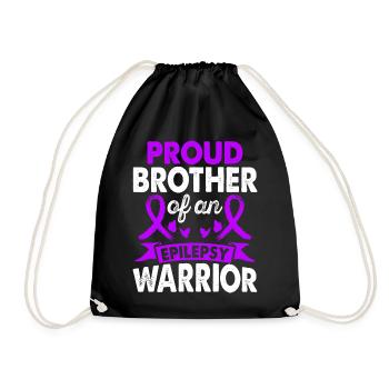 Brother of Epilepsy Warrior Awareness Month - Drawstring Bag - black - Front