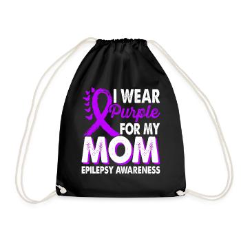Wear purple for the month of the - Drawstring Bag - black - Front