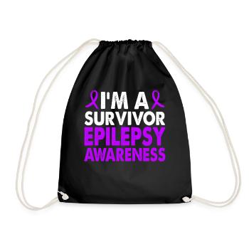 Survivor Epilepsy Awareness Month Lila Band - Turnbeutel - Schwarz - Vorne