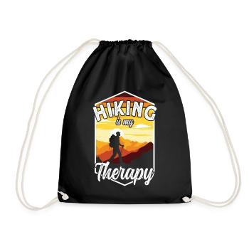Funny Hiking is my Therapy Mountain climbers and - Drawstring Bag - black - Front