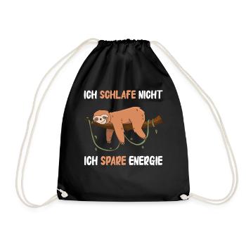 Faultier Faultiere Tier Schlafen Faul - Turnbeutel - Schwarz - Vorne