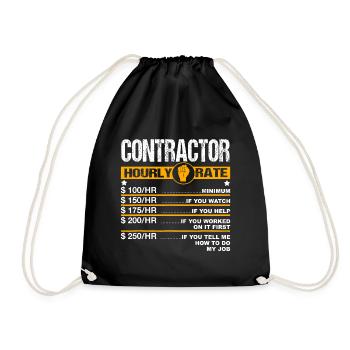Mens Funny Contractor Hourly Rate Handyman Labor - Drawstring Bag - black - Front