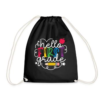 Hello 1st Grade Back To School First Day - Drawstring Bag - black - Front