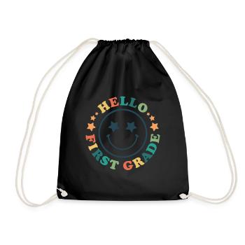 Hello 1st Grade Back To School First Day - Drawstring Bag - black - Front