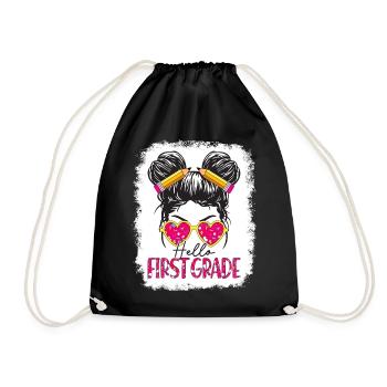 Hello 1st Grade Back To School First Day - Drawstring Bag - black - Front