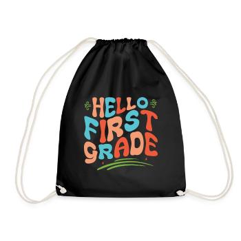 Hello 1st Grade Back To School First Day - Drawstring Bag - black - Front